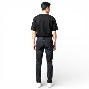 Levis 502 Men's Actual Size 38x30 Jeans Stretch Denim Regular Tapered Leg Black